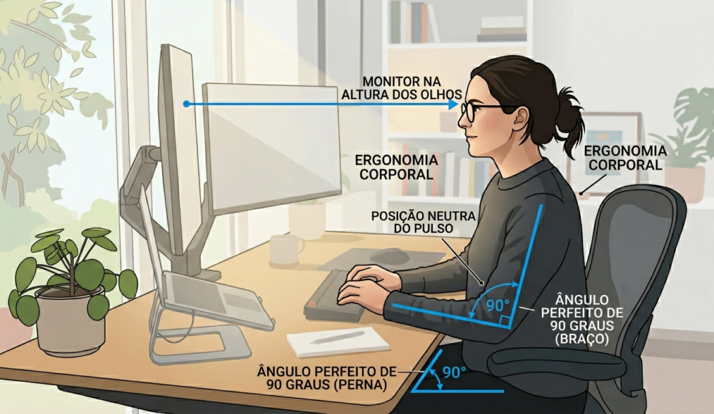 Setup home office ergonomia e postura correta
