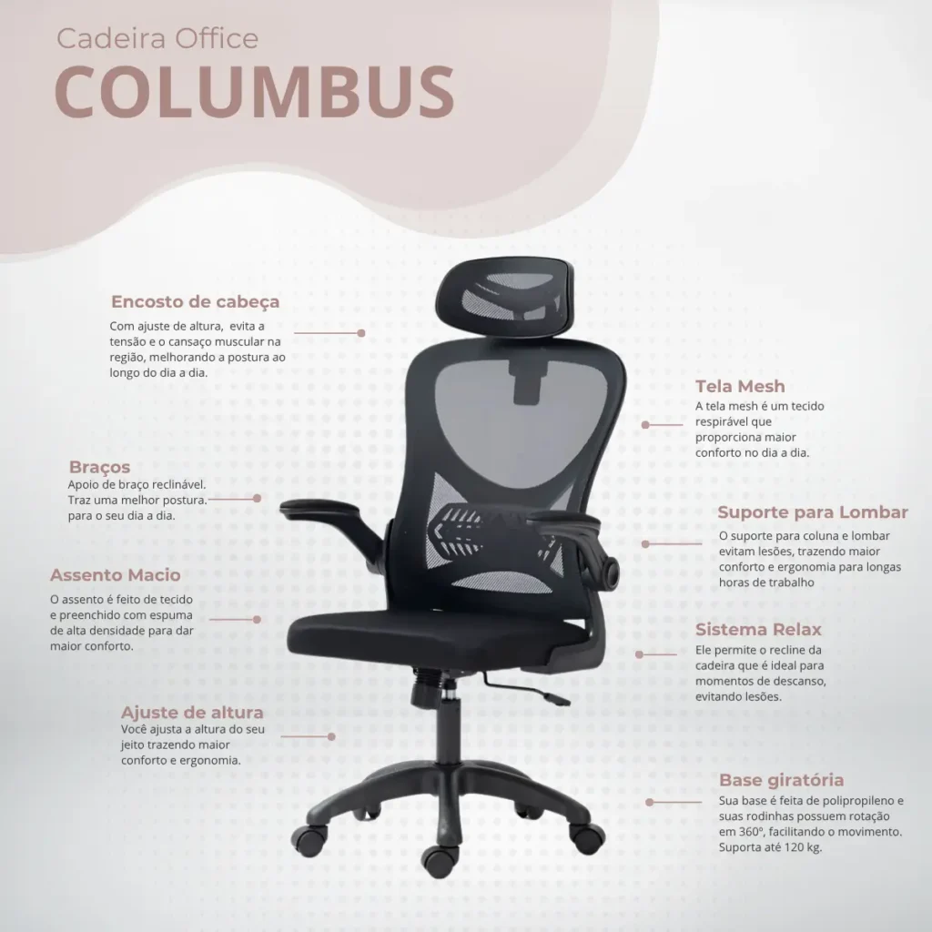 cadeira mesh columbus