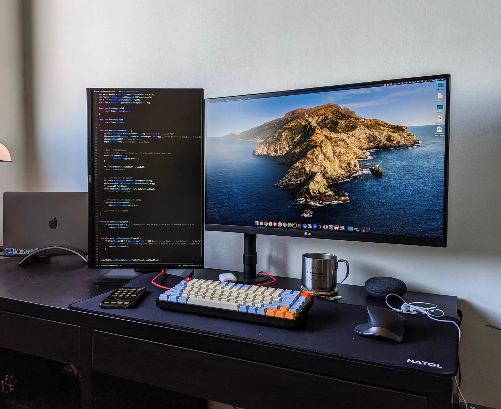Mostrar o monitor vertical com código (VS Code), que é o diferencial do post.